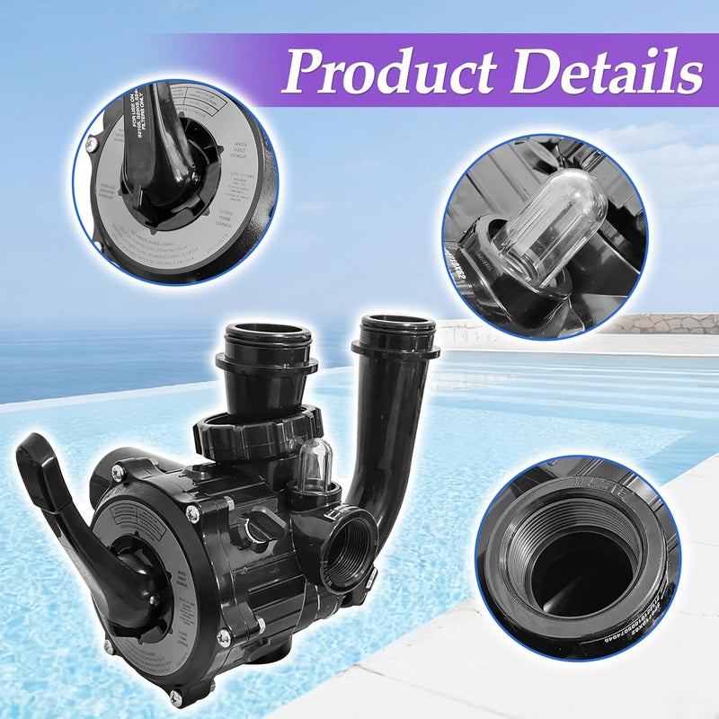 RDIYIN SP0710X62 Multiple Port Valve Compatible with Hayward S210S, S244S, & S310S Series Sand Filters for 1-1/2-Inch Control Valve Assembly，Black - Image 3
